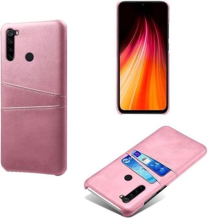 Back Cover met Opbergvakjes + Gehard Glas Screenprotector voor Xiaomi Redmi Note 8T _ Roze Goud