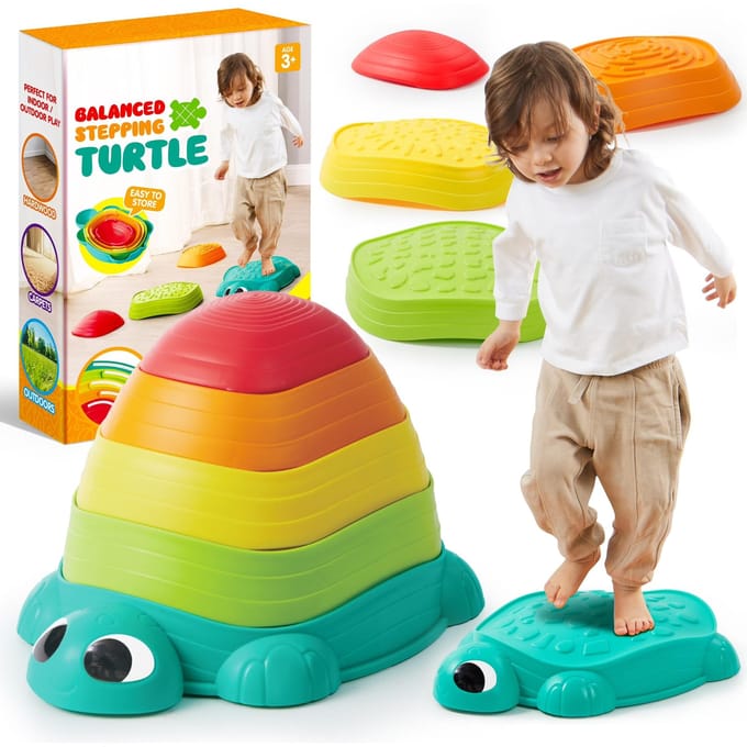 5-pack Schildpad Balans Stapstenen ontworpen voor Kinderen Hindernisbaan Coördinatie Sensorische Activiteit beige