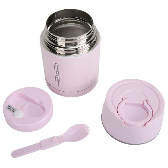 800ml Roestvrij Staal Draagbare Vacuüm Thermische Beker Pot Lunchbox Geïsoleerde Voedselcontainer Roze white