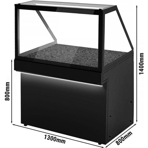GGM Gastro Warmhaltetheke TORONTO - 1300mm - schwarze Front - beheizte Platte