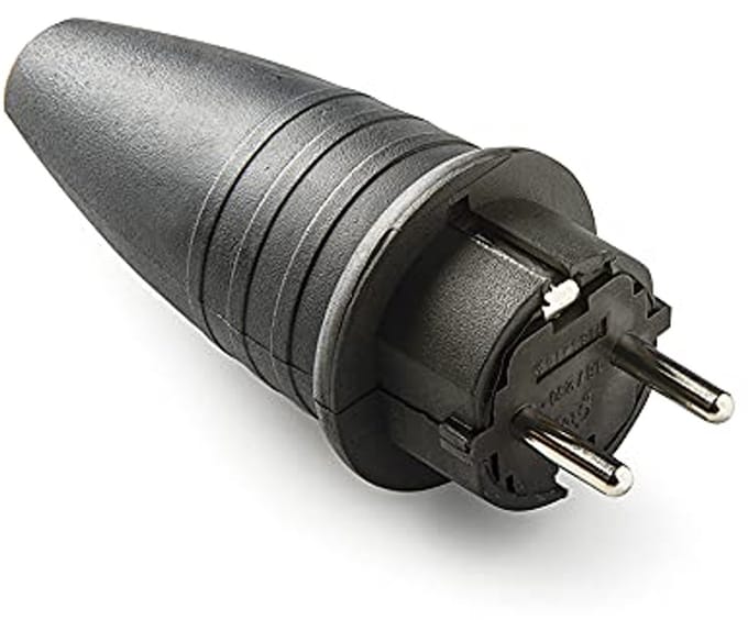 Waterdichte rubber stekker IP44 - thermoplastisch rubber - 16A - 250V - zwart