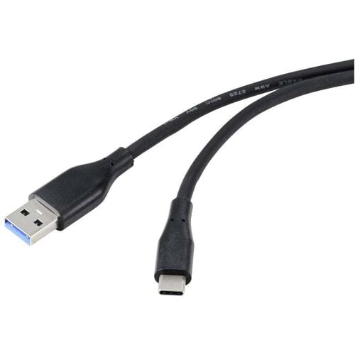 Renkforce RF-4995176 USB-kabel USB 3.2 Gen1 USB-A stekker, USB-C stekker 2.00 m Zwart PVC-mantel, Zeer flexibel