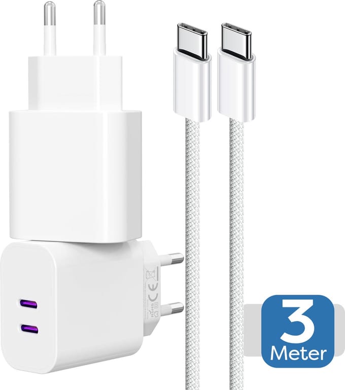 40w GaN Fast Charger - Usb C Oplader 3 Meter - Usb C naar usb C - Oplader set voor telefoon / tablet / e-reader / gsm / laptop