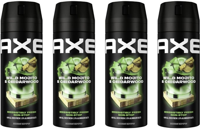 Axe Deo Spray - Wild Green Mojito + Cedarwood - 4 x 150 ml