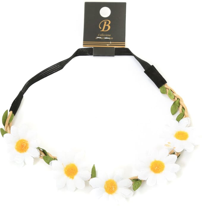 Haarbandje Bloemen - Hippie Hoofdband - Wit - Elastiek - Flower Power