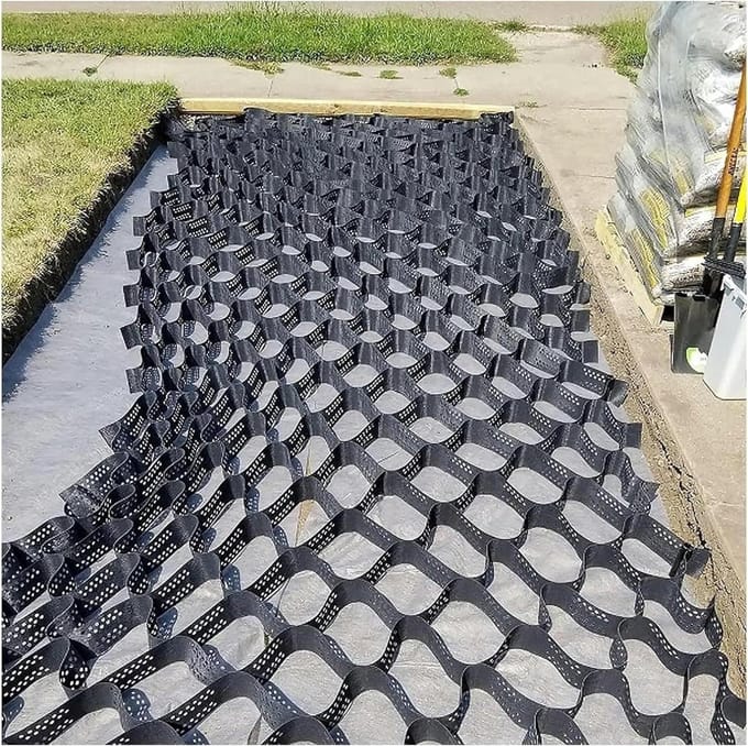 Stabilisator Rooster - Grind Stabilisator Pad - Oprit Verstevigen - Sterk Draagvermogen - 2x8m - Zwart