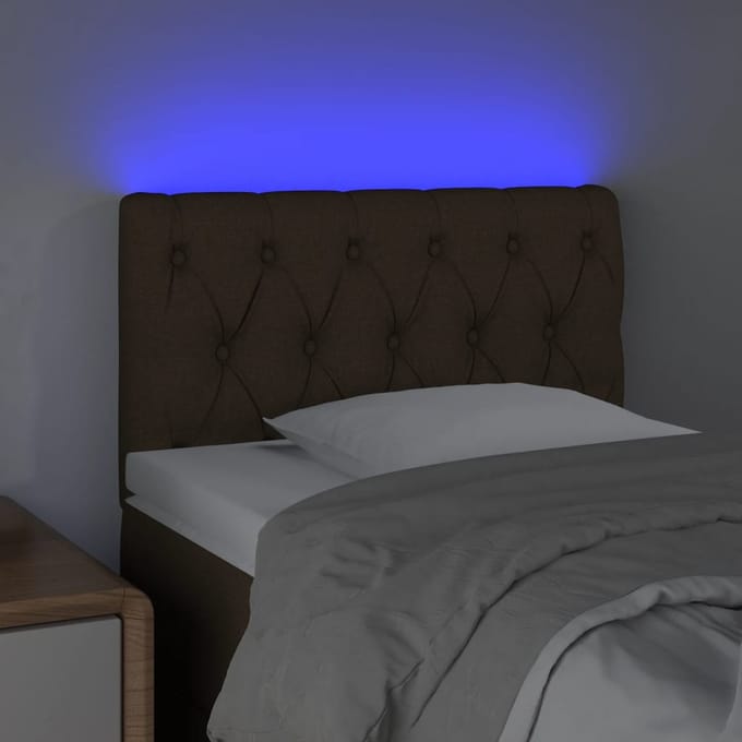 vidaXL - Hoofdbord - LED - 80x7x78/88 - cm - stof - donkerbruin