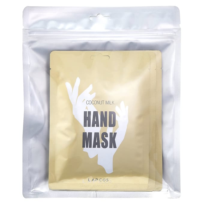 Lapcos, Hand Mask, Coconut Milk, 5 Pairs, 0.47 fl oz (14 ml) beige