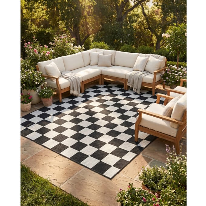 Muratap Buitenkleed brussels costa blocks wit- 200x290 cm