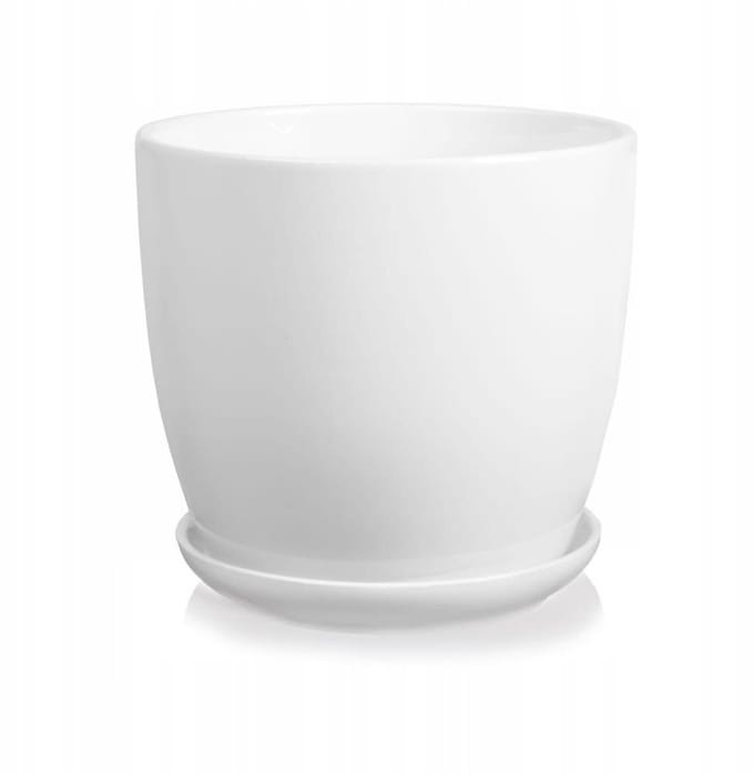 Polnix - Bloempot - 13,5 cm - Keramiek - Wit - Glanzend