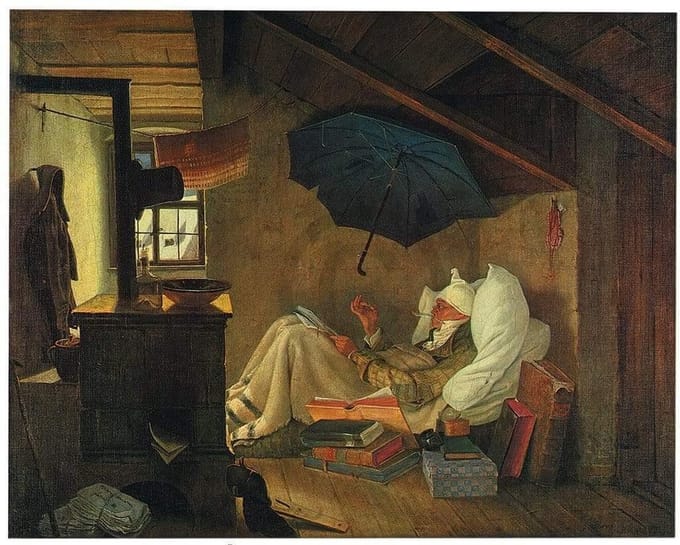 Kunstdruk Carl Spitzweg - Der arme Poet 60x48cm