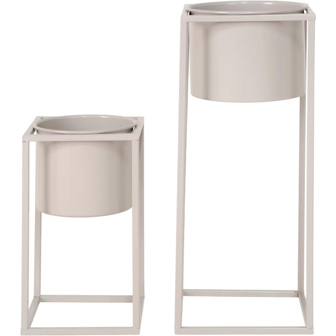 House-Nordic-2-delige-Bloempottenset-Lena-grijsbeige