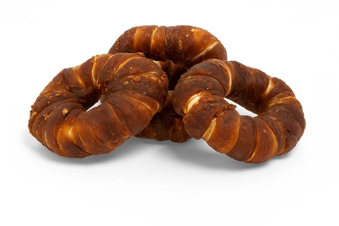 Runderhuid met eend 8 cm 12 stuks - Animal King - Hondensnacks - Kauwring