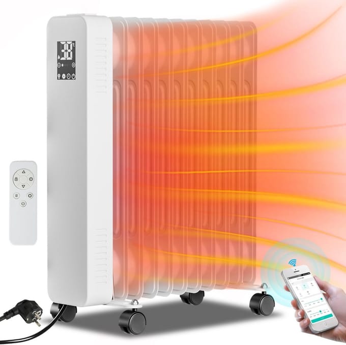 Energiebesparende Olieradiator 2500W met Wifi-App en Afstandsbediening