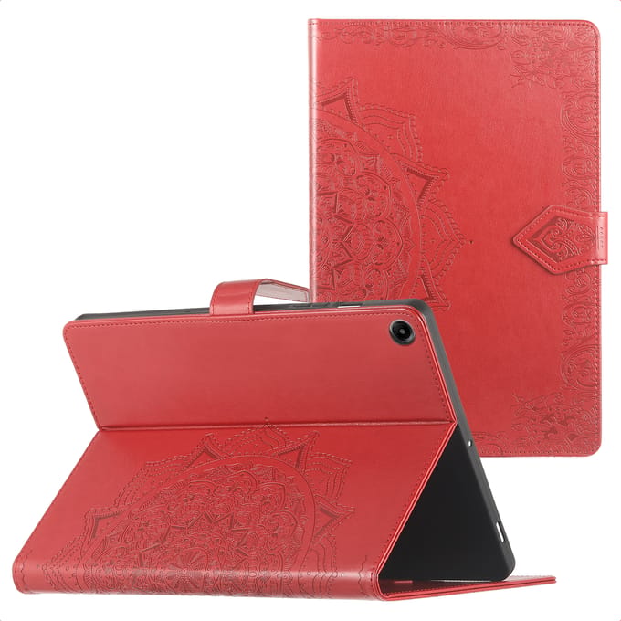 imoshion Tablet Hoes - Geschikt voor Samsung Galaxy Tab A11 Plus - Mandala tablet Bookcase - Rood