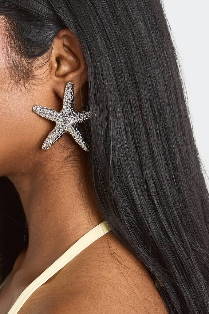 boohoo Dames Statement Zilveren Zeester Oorbellen
