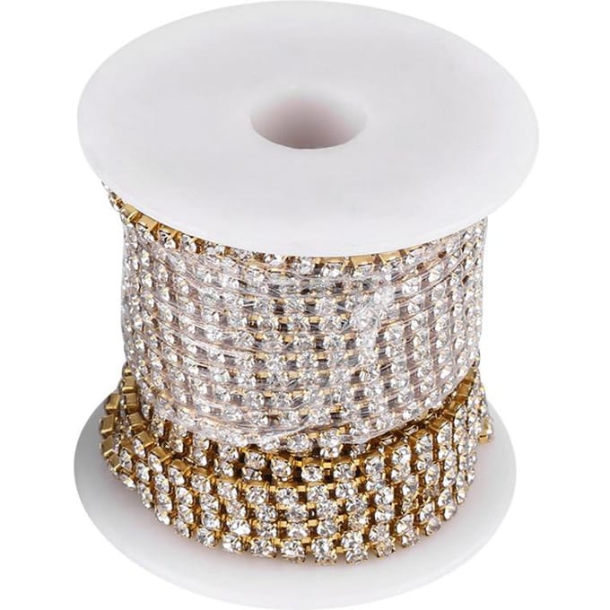 Helder Glas Strass Cupketting Kristal Naaiben Accessoire Decoratie (Goud) white
