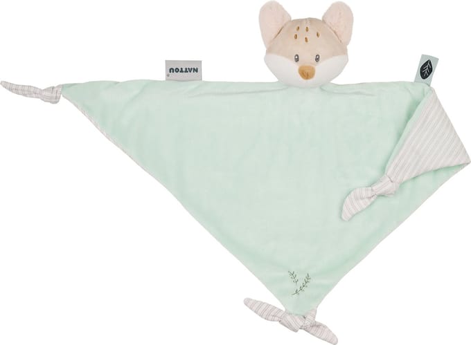 Nattou FLO, ERNEST & OLI Maxi Knuffeldoekje - Vos - 62 cm - Munt Groen