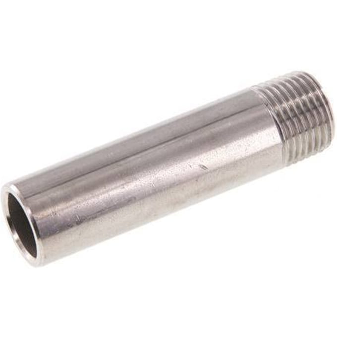 R 1/2'' Buitendraad x 21.3mm RVS Pijpnippel met Las uiteinde 20 Bar DIN 2982 - 80mm