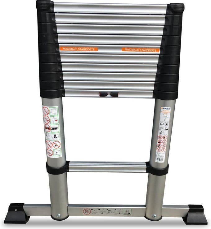 Wienese Telescoopladder 11 treden | Lengte 3.20 meter | Werkhoogte: 4.20 meter | Professioneel gebruik |