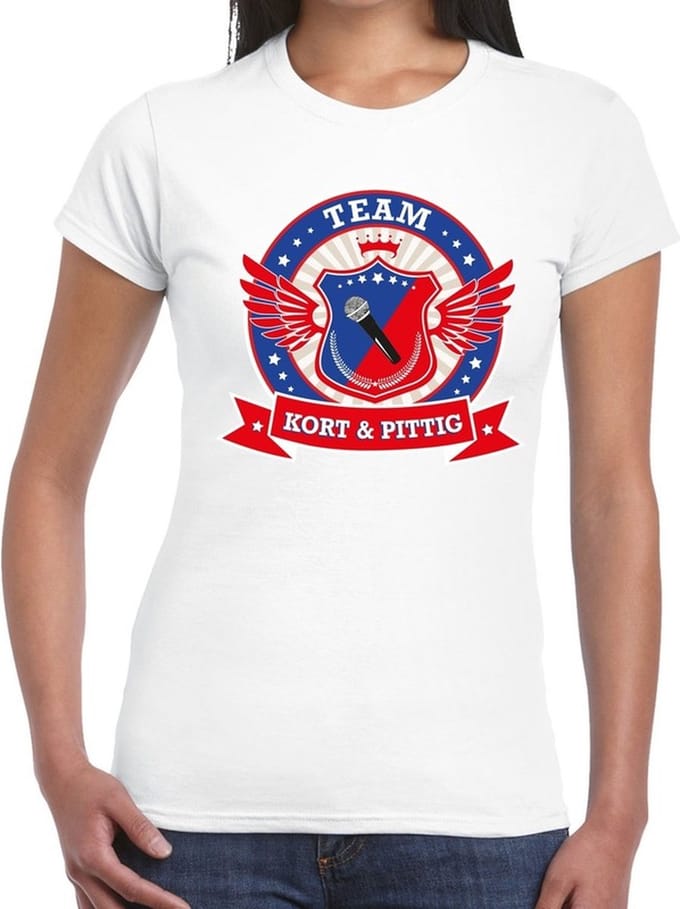 Wit Kort en Pittig team t-shirt / t-shirt wit dames M