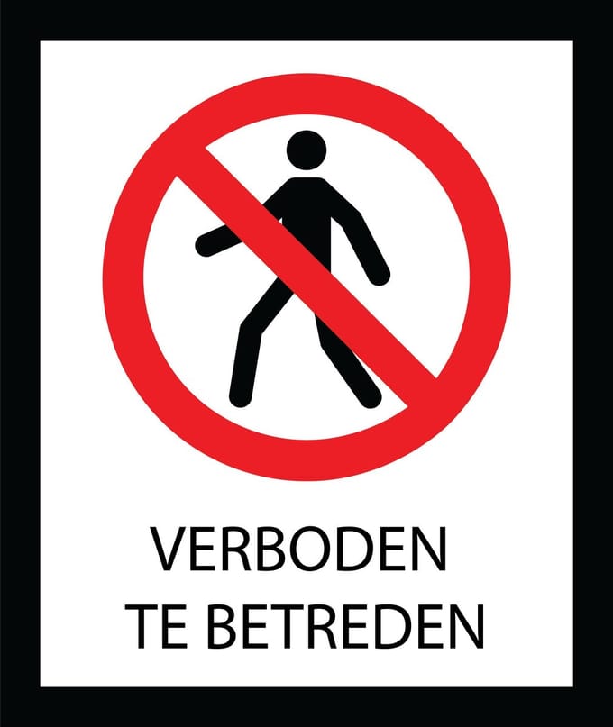 Bord ISO7010 Verboden te betreden 20 x 24 cm