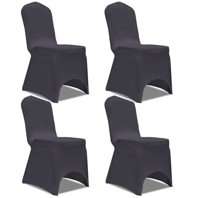 vidaXL - Stoelhoes - stretch - antraciet - 4 - stuks