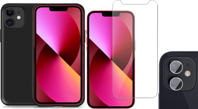 TechNow Shock Proof Backcover Hoesje geschikt voor iPhone 11 - Screenprotector en Camera Screen Protector - Zwart