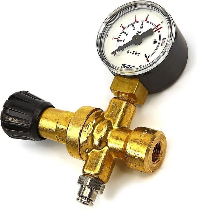 HBM reduceerventiel met manometer voor MIG-MAG wegwerpfles
