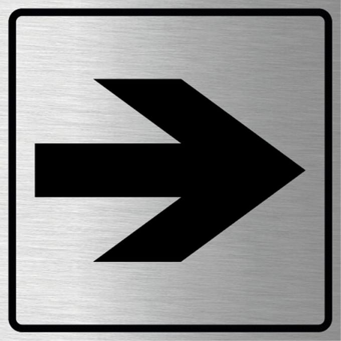 Richtingwijzer bord, geborsteld aluminium 150 x 150 mm