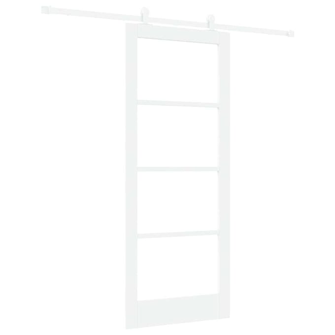 vidaXL - Schuifdeur - ORKDAL - 83 - x - 202 - cm - Massief - grenenhout - en - glas - Wit