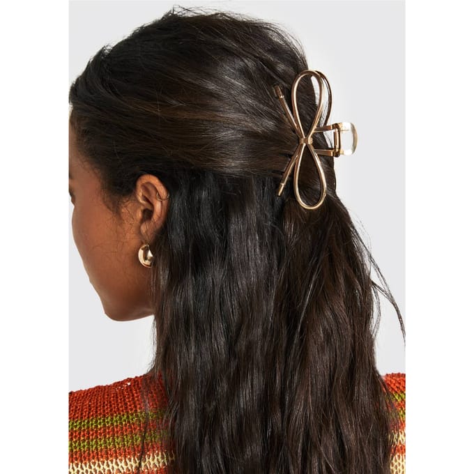boohoo Dames Klauwclip met grote strikdetails | Goud