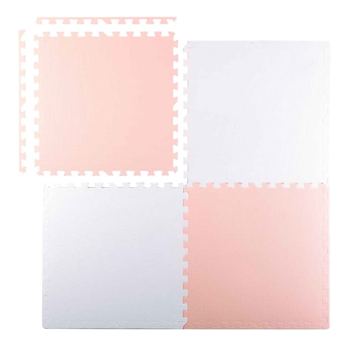 Grote Ricokids-schuimrubberen puzzelmat 60 x 60 cm, 4 stuks, perzik-wit