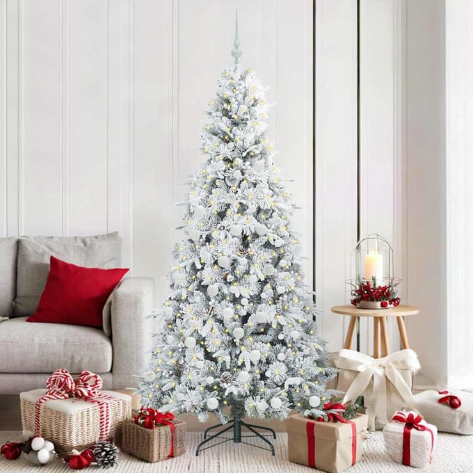 vidaXL - Kunstmatige - Hinged - Kerstboom - met - 300 - LED - Wit - 180 - cm - PE - en - PVC