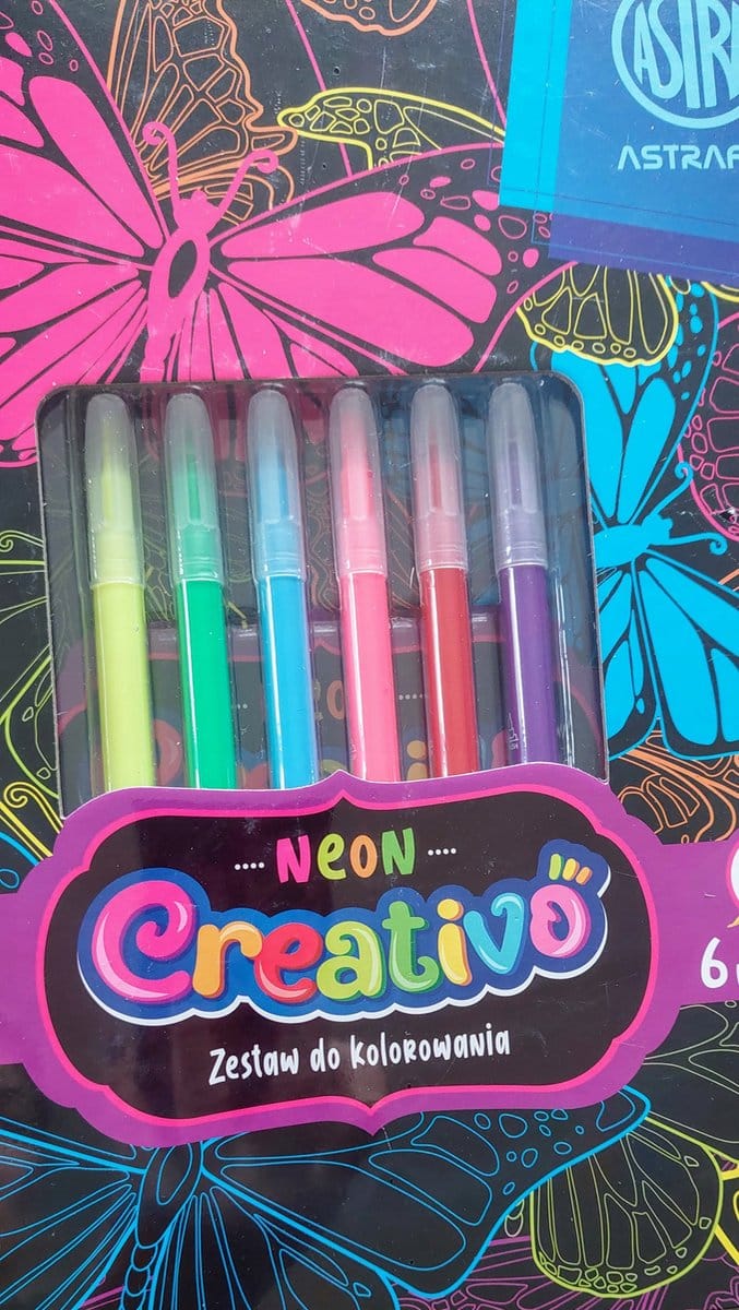 Astra Creativo Neon Kleurset - 6 Neon Markers & Kleurplaten