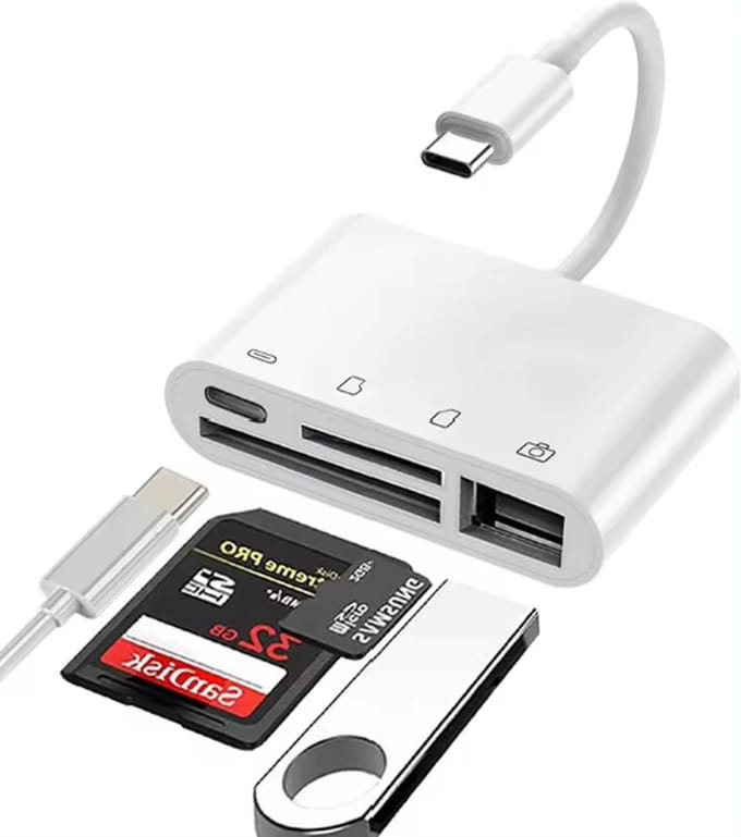 4 In 1 Usb Otg Converter, Sd/Tf Kaartlezer, Plug En Play Adapter