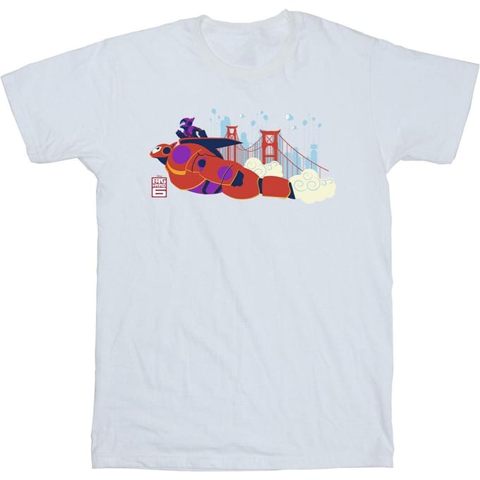 Disney Jongens Big Hero 6 Baymax Hiro Brug T-Shirt (Wit)