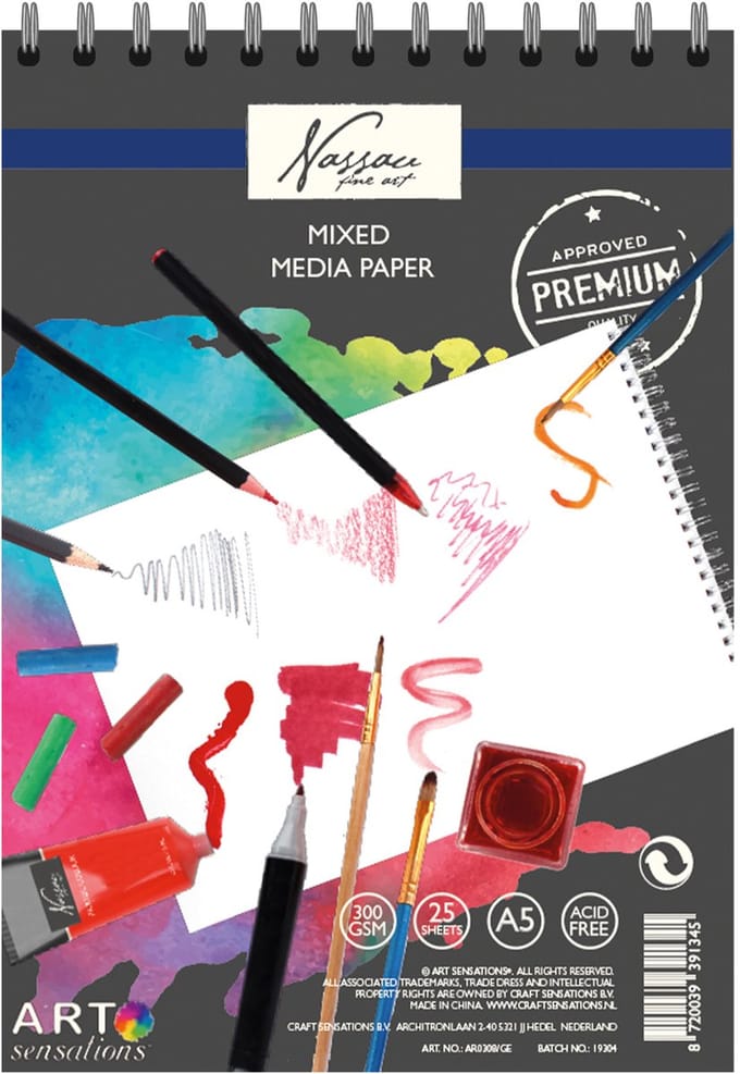 Creative Craft Group Mixed Media A5 pad 25 sheets. 300g.