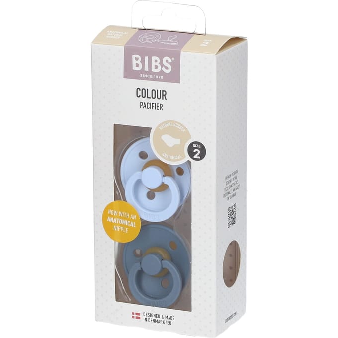 BIBS Colour Fopspeen - 6-18 mnd - 2-pack - Anatomisch - Baby Blue/Petrol