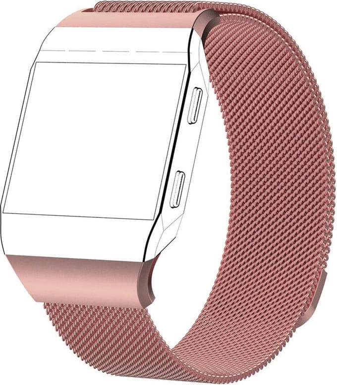 By Qubix - Compatible Fitbit bandje - Geschikt voor fitbit Ionic Milanese bandje - Maat: Small - Rosé goud