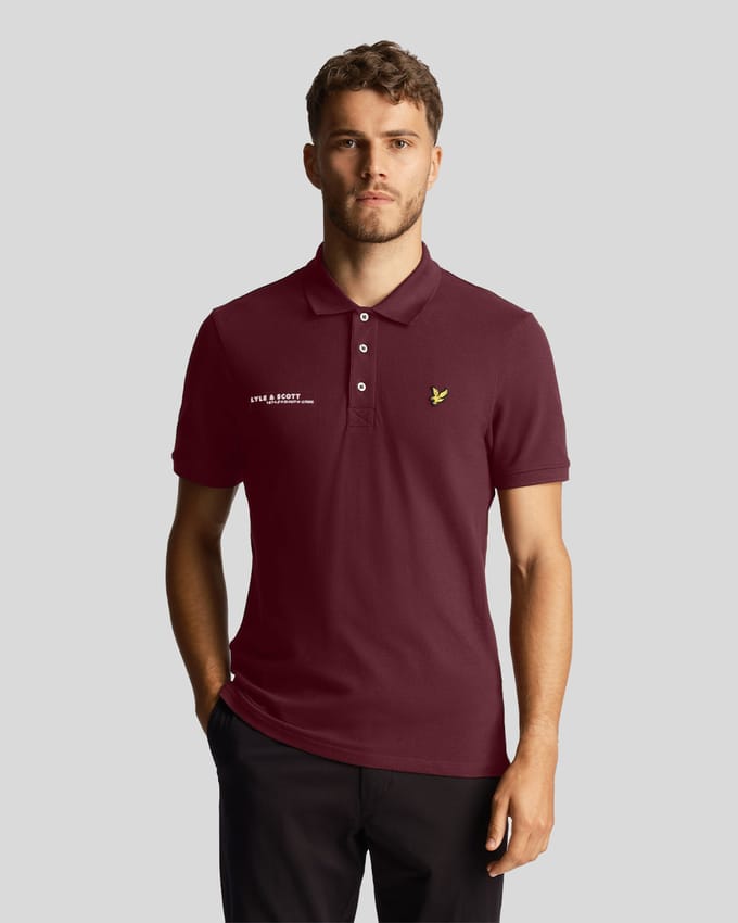 Men's Lyle And Scott Co-Ordinate Print Plain Polo Shirt in Burgundy