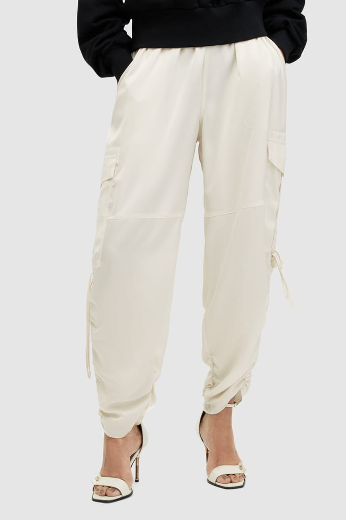 AllSaints Kaye Trouser Beige White Größe: S | Cargohosen Outlet | Damen | Braun