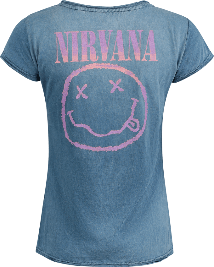Nirvana T-shirt - Smile Logo - S tot 3XL - voor Vrouwen - blauw