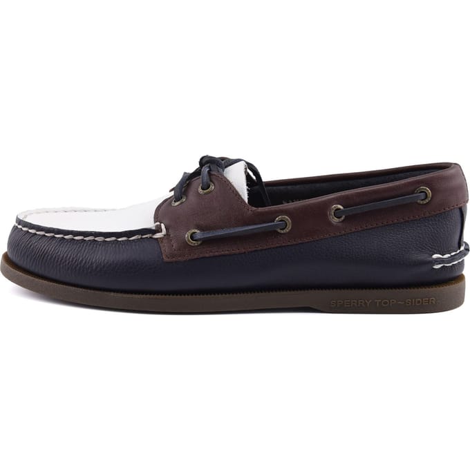 Sperry Authentic Original 2 Eye Leren Heren Bootschoenen In Marineblauw/Wit/Bruin