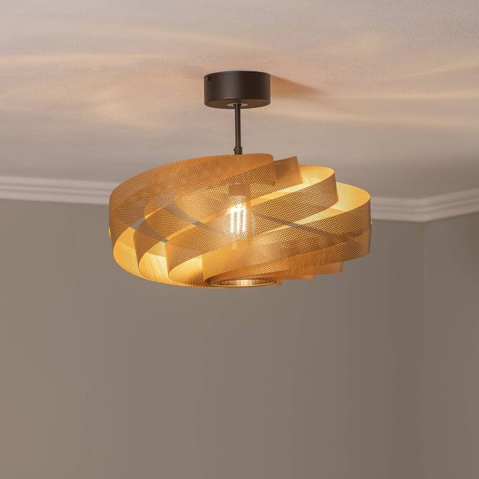 Euluna - plafondlamp - 1licht - Metaal - H: 37 cm - E27 - goudkleurig