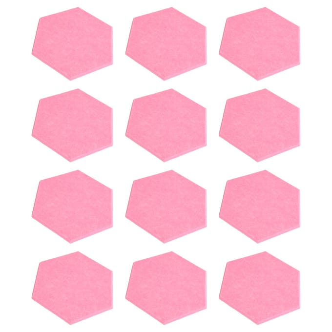 12 Pièces Panneau d'Absorption Sonore Hexagone Adhésif Panneaux Acoustiques Cales Mur Enceinte Insonorisée Rose