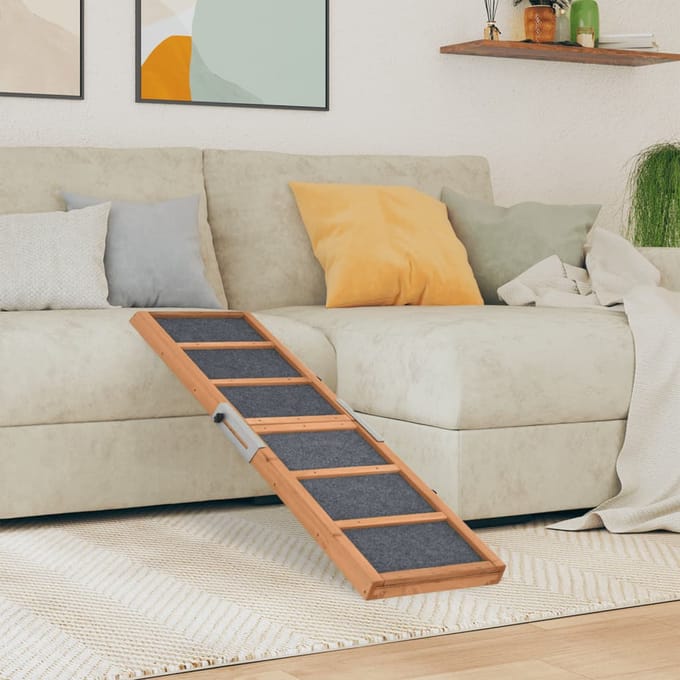 vidaXL - Hondenloopplank - 120x30 - cm - massief - vurenhout - grijs