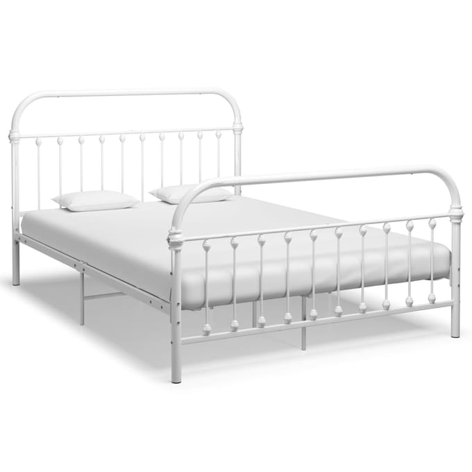 vidaXL - Bedframe - metaal - wit - 140x200 - cm