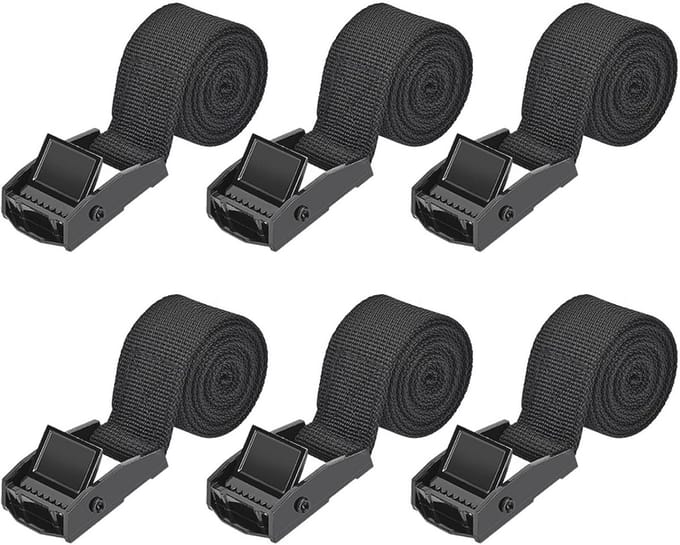 Spanbanden Set van 6 | 1m x 2,5cm Verstelbare Ratel Spanriemen voor Auto, Fiets en Bagage