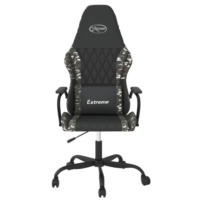 vidaXL Massage gamestoel kunstleer zwart en camouflage